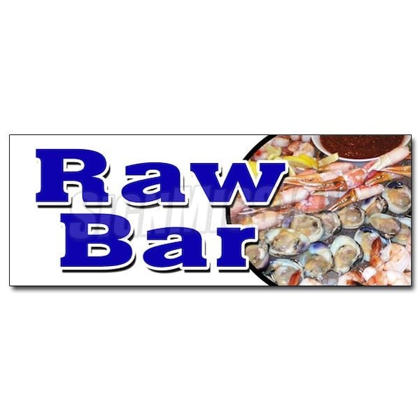 RAW BAR DECAL sticker clams oysters beer fresh cold sushi cocktails, D-36 Raw Bar